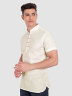 BLUE ROBED men's Half Sleeve Casual Cotton Kurta Daily Wear in Beige view 7