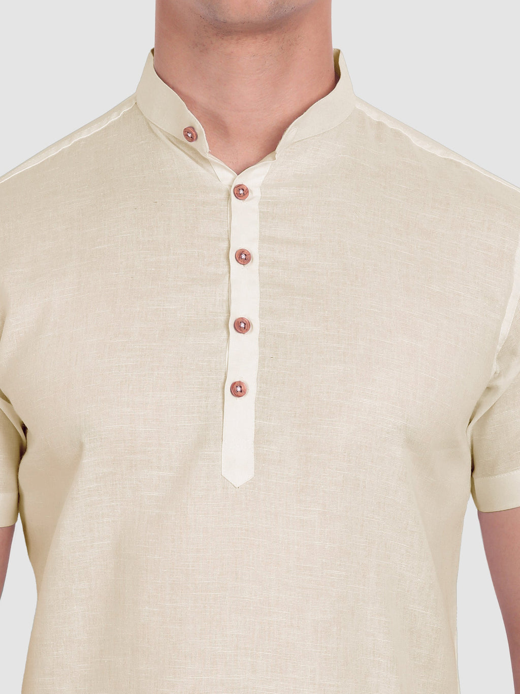 BLUE ROBED men's Half Sleeve Casual Cotton Kurta Daily Wear in Beige view 8