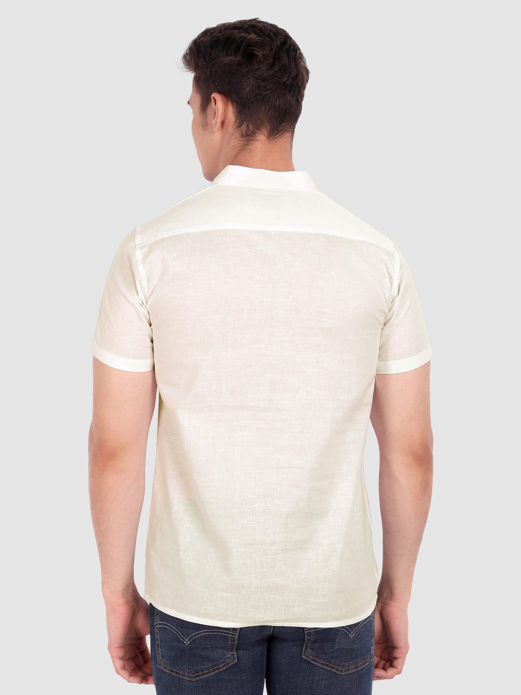 BLUE ROBED men's Half Sleeve Casual Cotton Kurta Daily Wear in Beige view 9