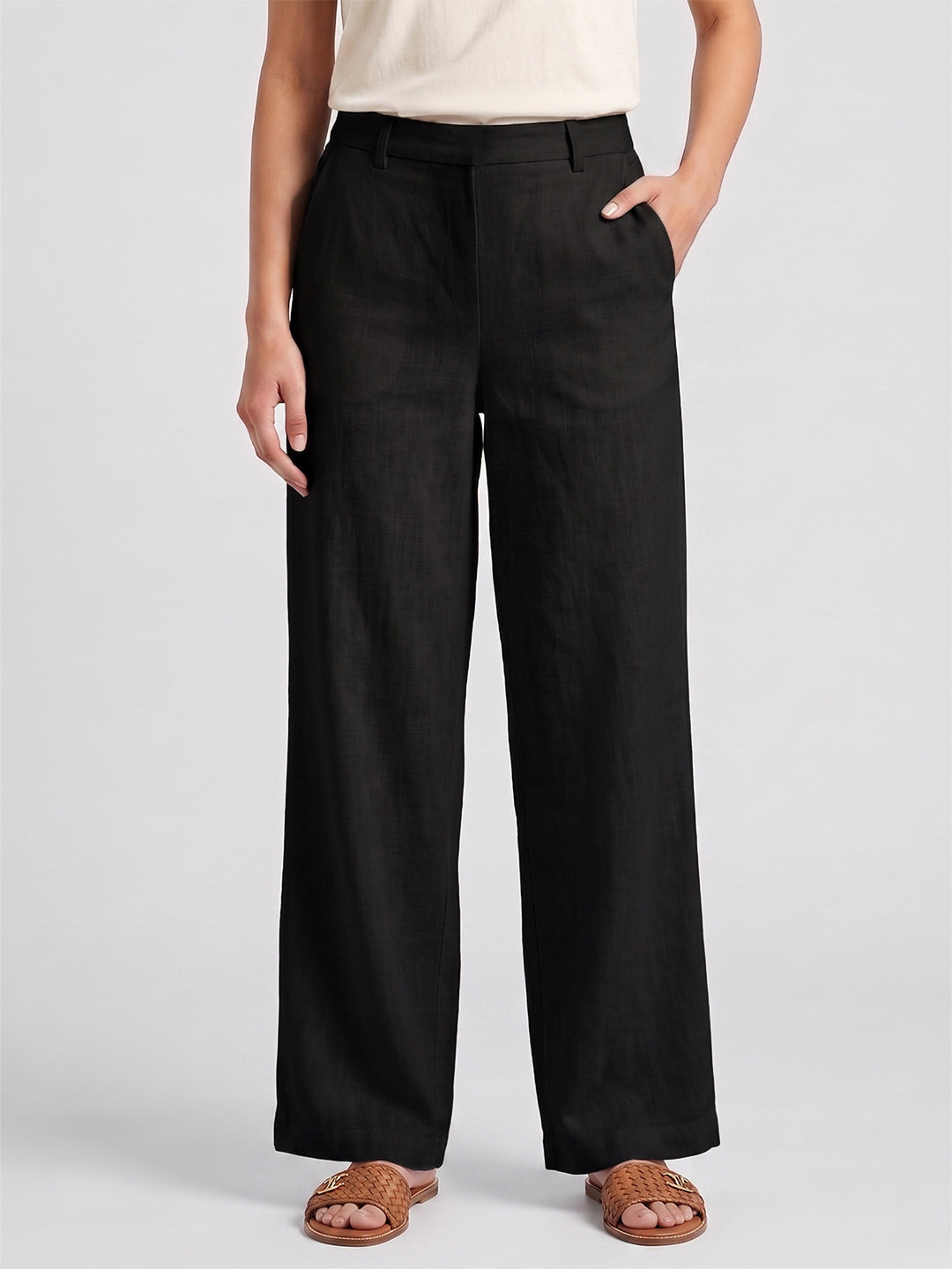 BLUE ROBED Black Color Trousers For Women And Girls Secondary image