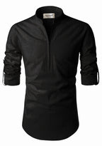 BLUE ROBED men's Casual ZIP Style Full Sleeve Kurta in Black view 11