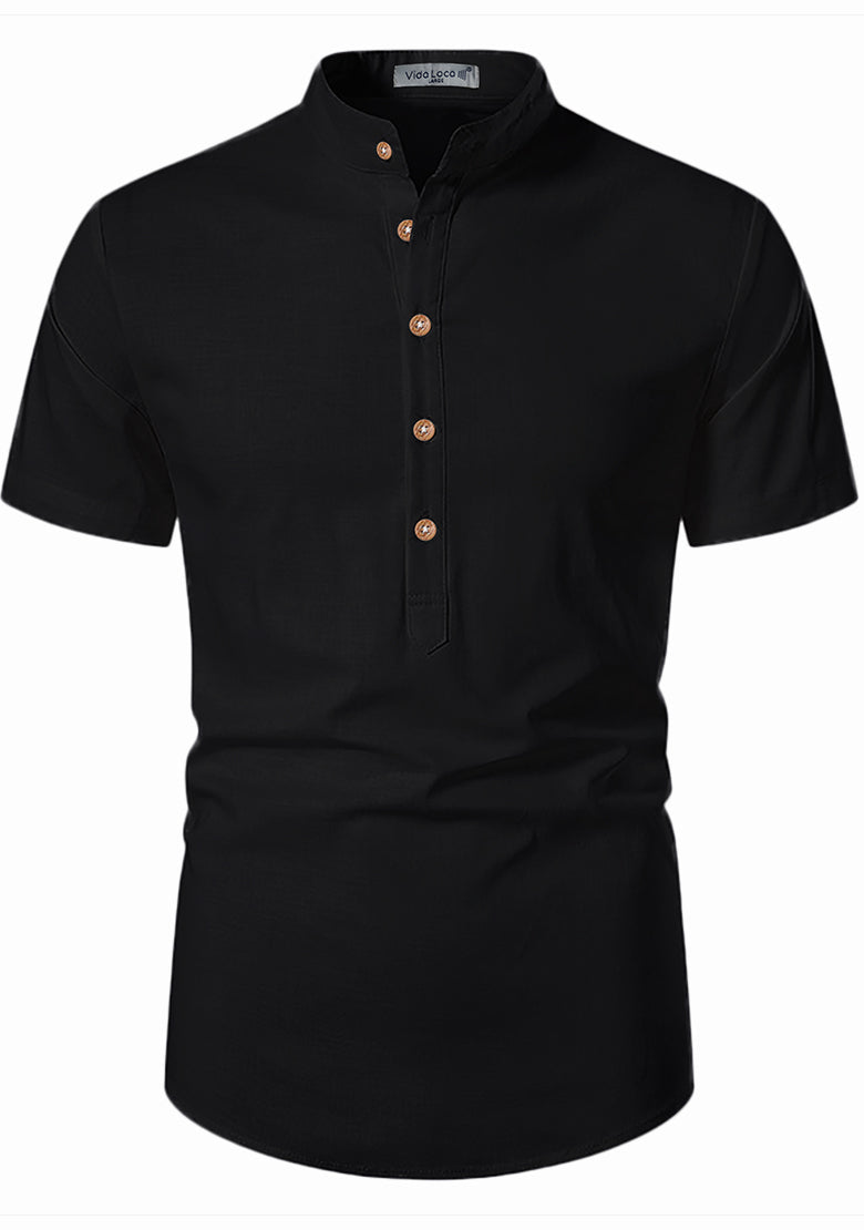 BLUE ROBED men's Half Sleeve Casual Cotton Kurta Office Wear in Black view 12
