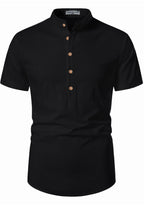 BLUE ROBED men's Half Sleeve Casual Cotton Kurta Office Wear in Black view 12