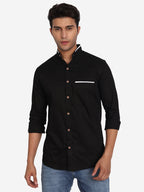 Men's Casual Shirt Full Sleeve Oxford Design Shirt in Black by BLUE ROBED