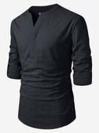 BLUE ROBED men's Casual Slim Fit Full Sleeve Cotton Kurta in Black view 17