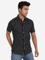 Men's Double Strip Half Sleeve Shirt in Black by BLUE ROBED