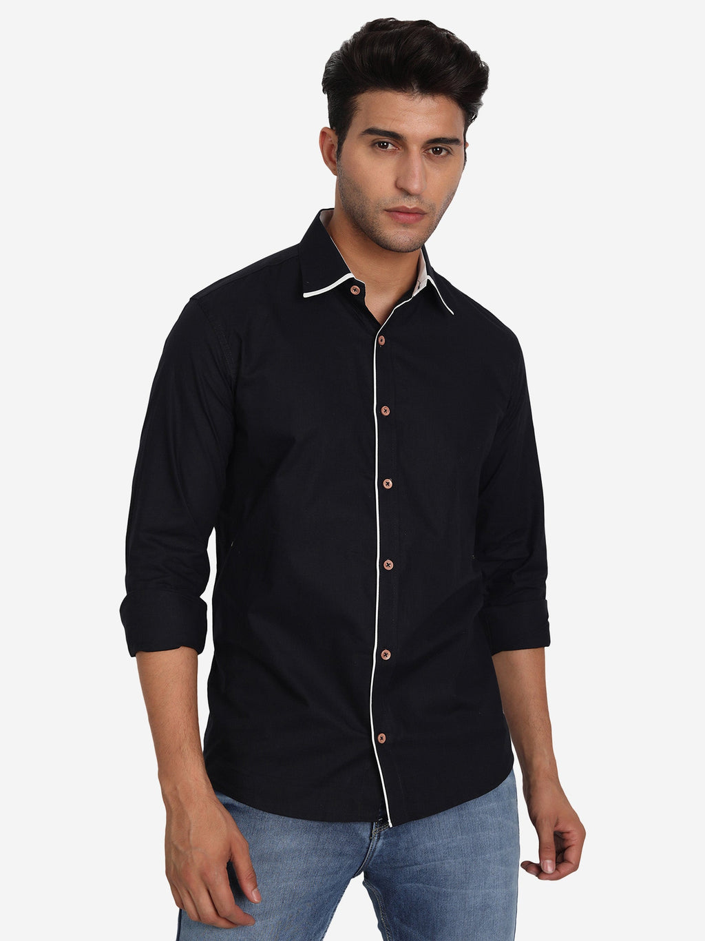 Men's Casual Full Sleeve XMan Shirt in White by BLUE ROBED, fabric detail