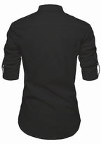 BLUE ROBED men's Casual Slim Fit Full Sleeve Kurta in Black view 9