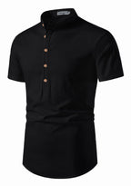 BLUE ROBED men's Half Sleeve Casual Cotton Kurta Office Wear in Black view 13