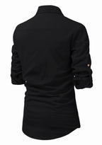 BLUE ROBED men's Full Sleeve Casual Cotton Kurta in Black view 26