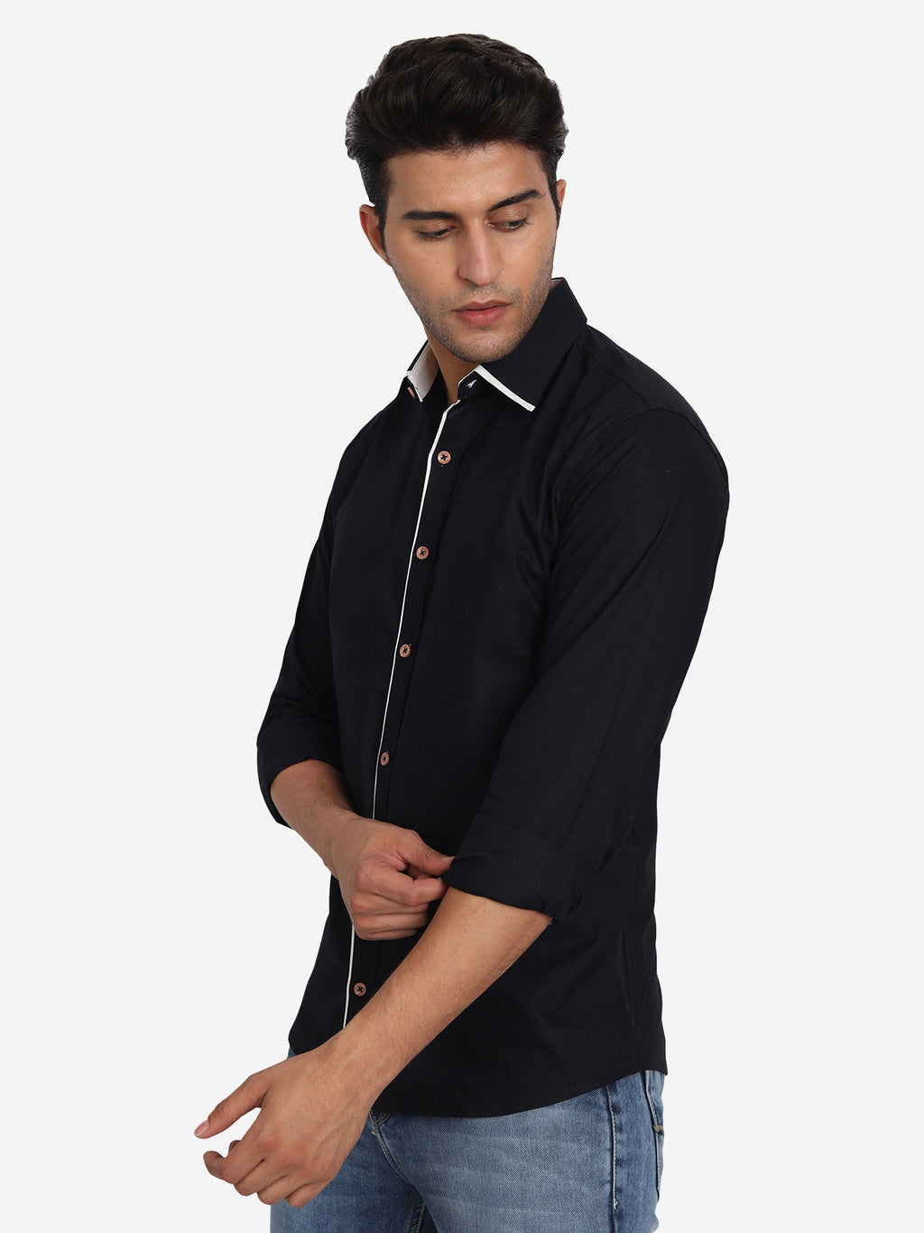 Men's Casual Full Sleeve XMan Shirt in White by BLUE ROBED, front view