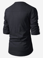BLUE ROBED men's Casual Slim Fit Full Sleeve Cotton Kurta in Black view 18