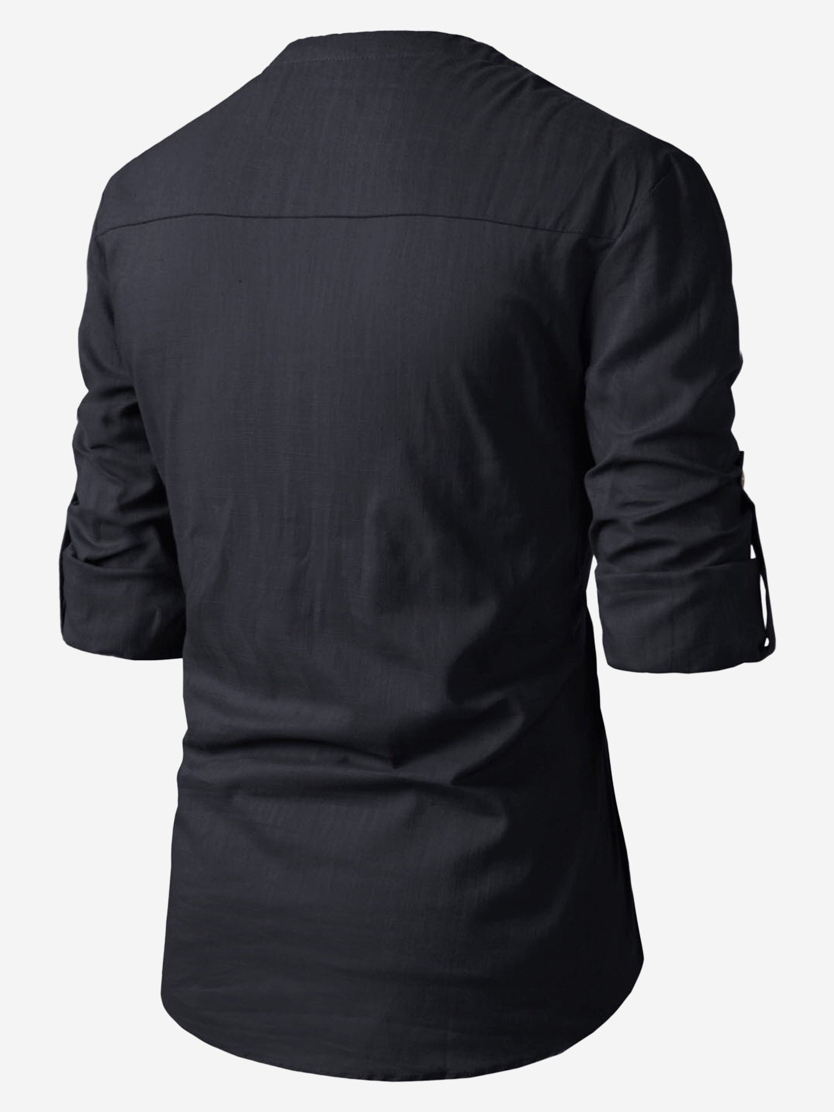 BLUE ROBED men's Casual Slim Fit Full Sleeve Cotton Kurta in Black view 18