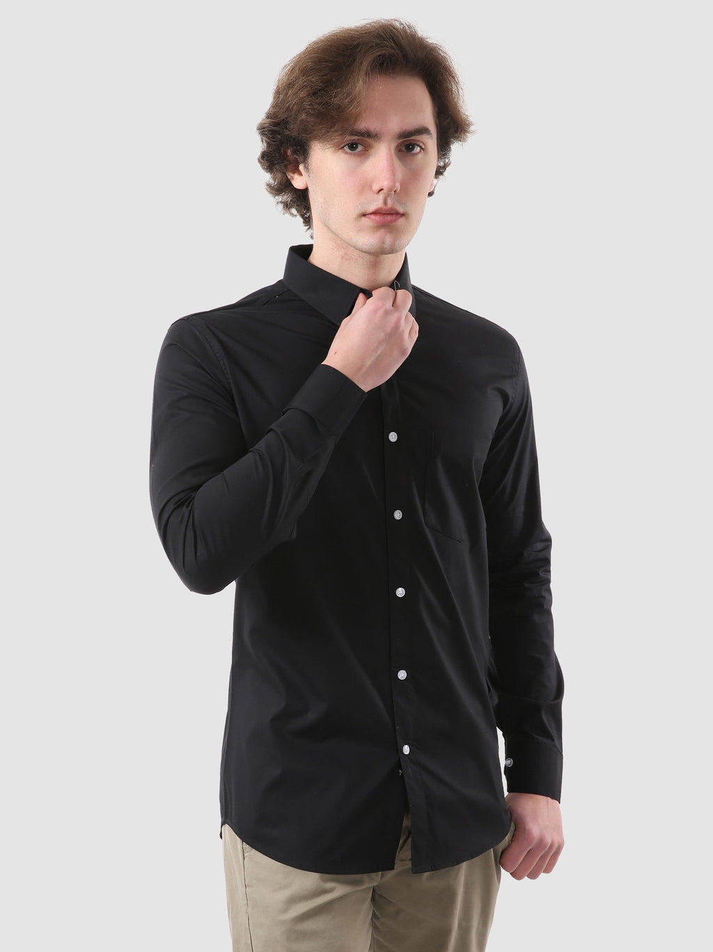 Men's Formal Full Sleeve Plain Shirt in White by BLUE ROBED, style view