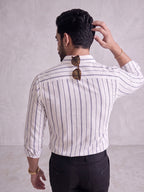 Men's Pure Cotton Striped Casual Shirt | Full Sleeve Button-Down Shirt | Regular Fit