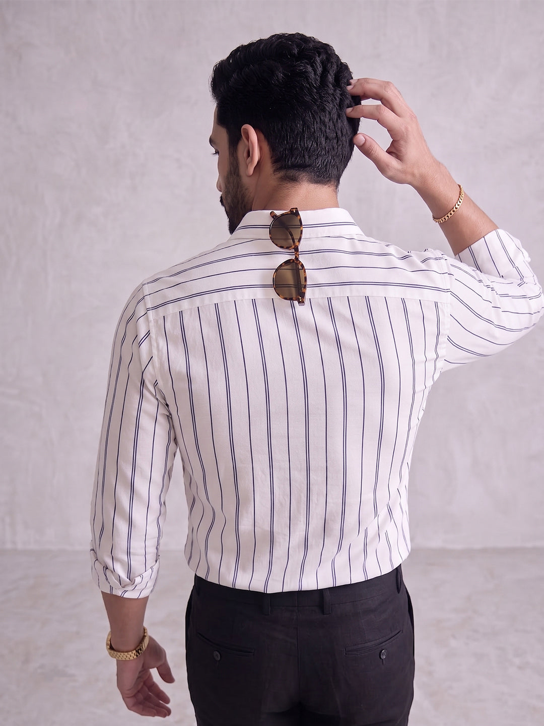 Men's Pure Cotton Striped Casual Shirt | Full Sleeve Button-Down Shirt | Regular Fit