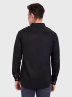 Men's Shoulder Piping Full Sleeve Shirt in Black by BLUE ROBED, side view