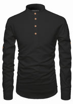 BLUE ROBED men's Casual Slim Fit Full Sleeve Kurta in Black view 10