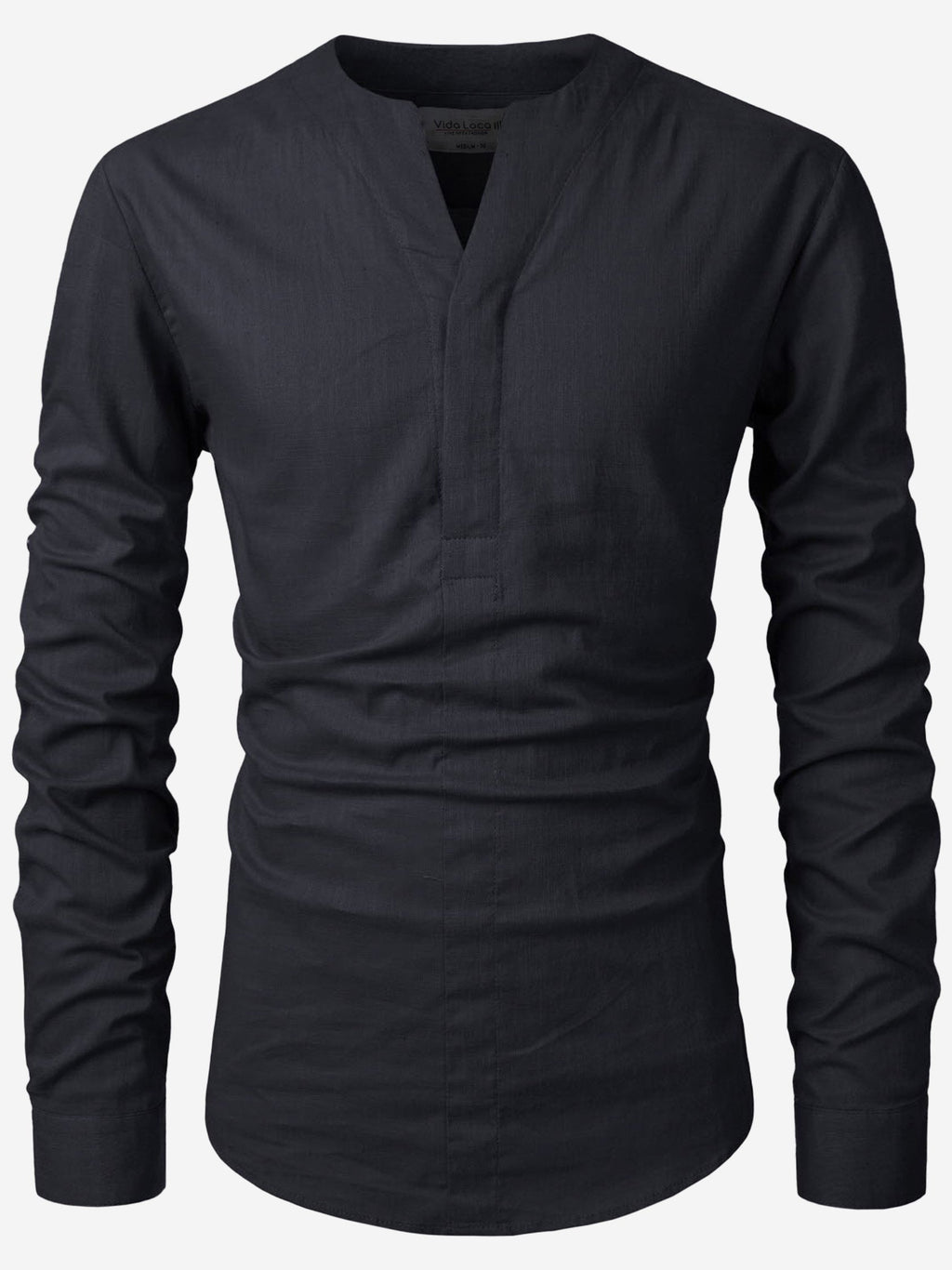 BLUE ROBED men's Casual Slim Fit Full Sleeve Cotton Kurta in Black view 19