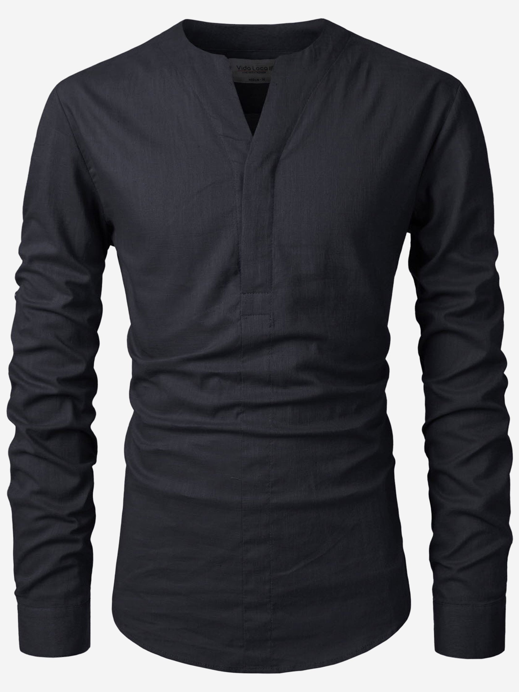 BLUE ROBED men's Casual Slim Fit Full Sleeve Cotton Kurta in Black view 19