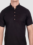 BLUE ROBED men's Half Sleeve Casual Cotton Kurta Daily Wear in Black view 13