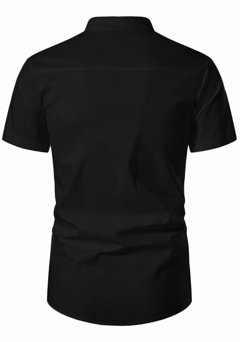 BLUE ROBED men's Half Sleeve Casual Cotton Kurta Office Wear in Black view 14