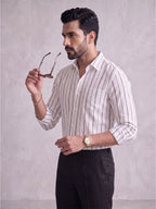 Men's Pure Cotton Striped Casual Shirt | Full Sleeve Button-Down Shirt | Regular Fit