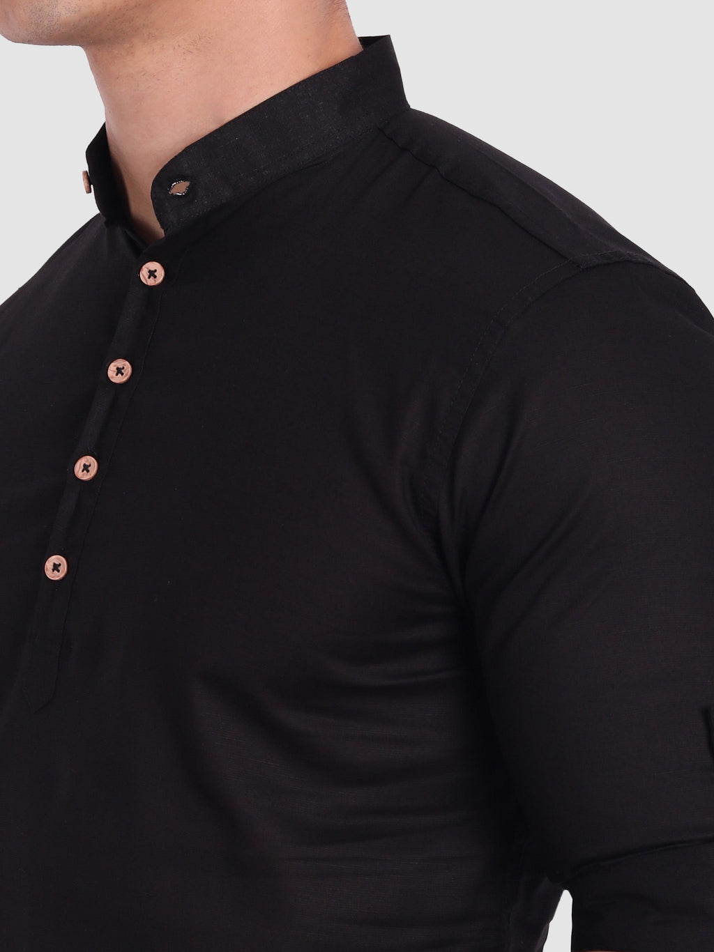 BLUE ROBED men's Casual Slim Fit Full Sleeve Cotton Kurta in Black view 41