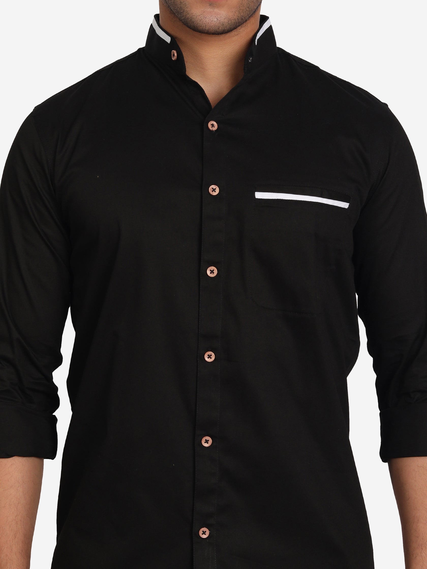 Men's Casual Shirt Full Sleeve Oxford Design Shirt in Black by BLUE ROBED, back view