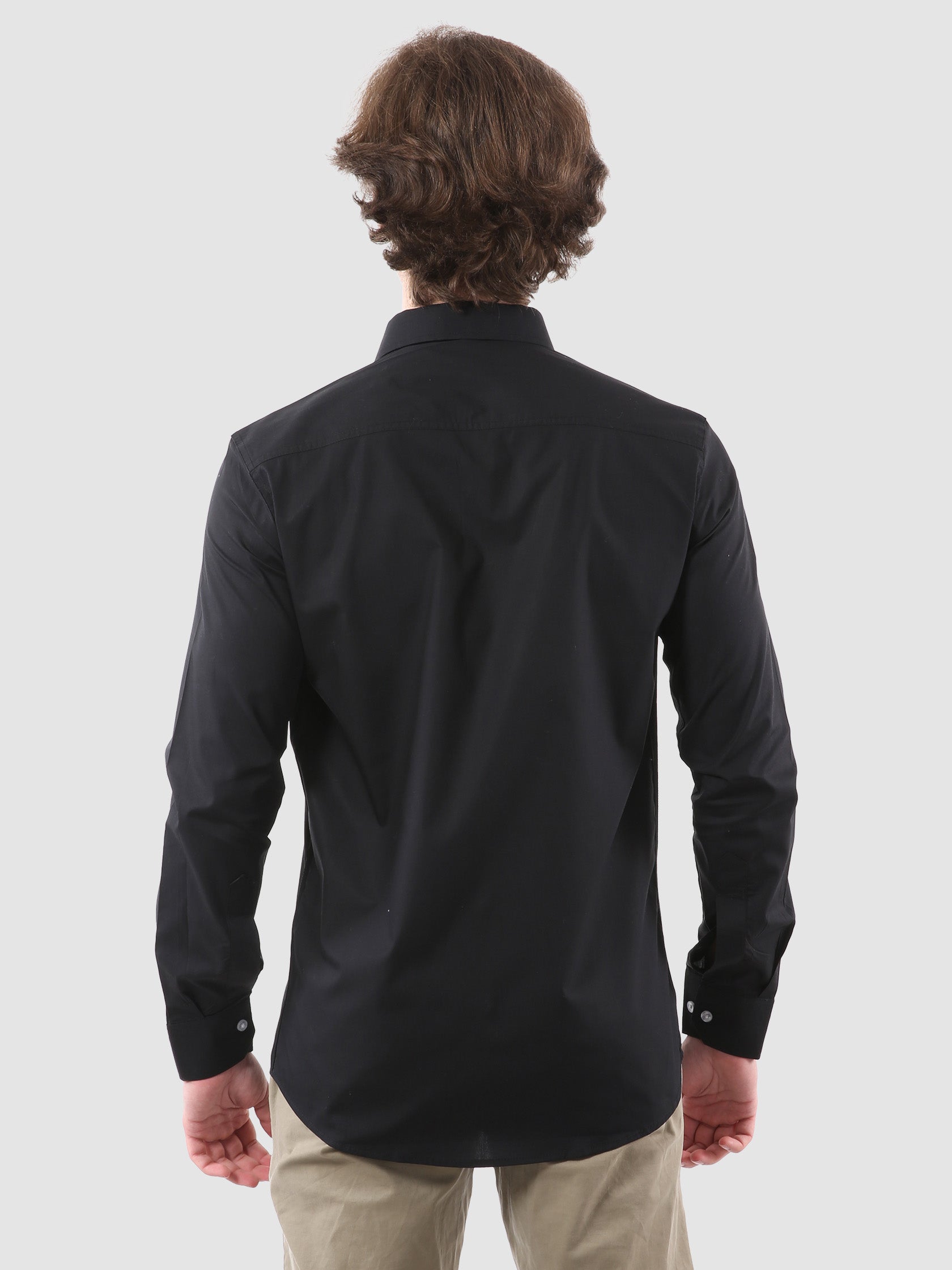 Men's Formal Full Sleeve Plain Shirt in White by BLUE ROBED, fabric detail