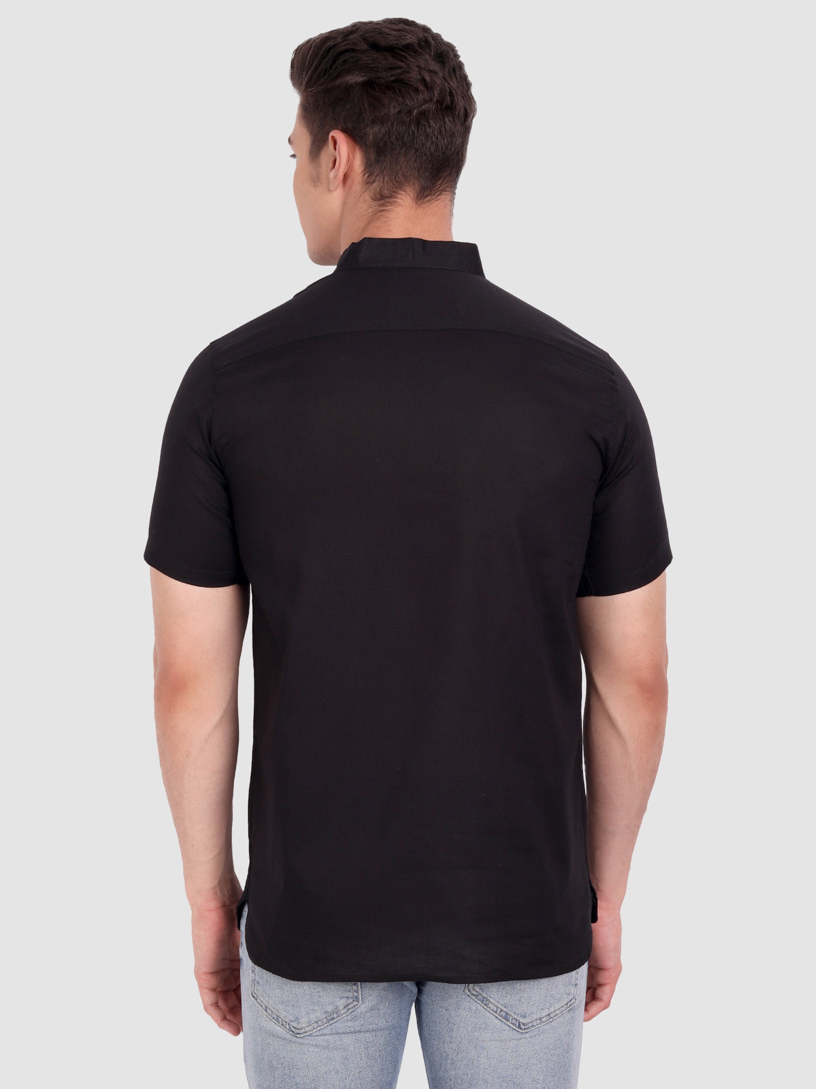BLUE ROBED men's Half Sleeve Casual Cotton Kurta Daily Wear in Black view 14