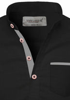BLUE ROBED men's Casual Slim Fit Full Sleeve Pocket Contrast Kurta in Black view 14
