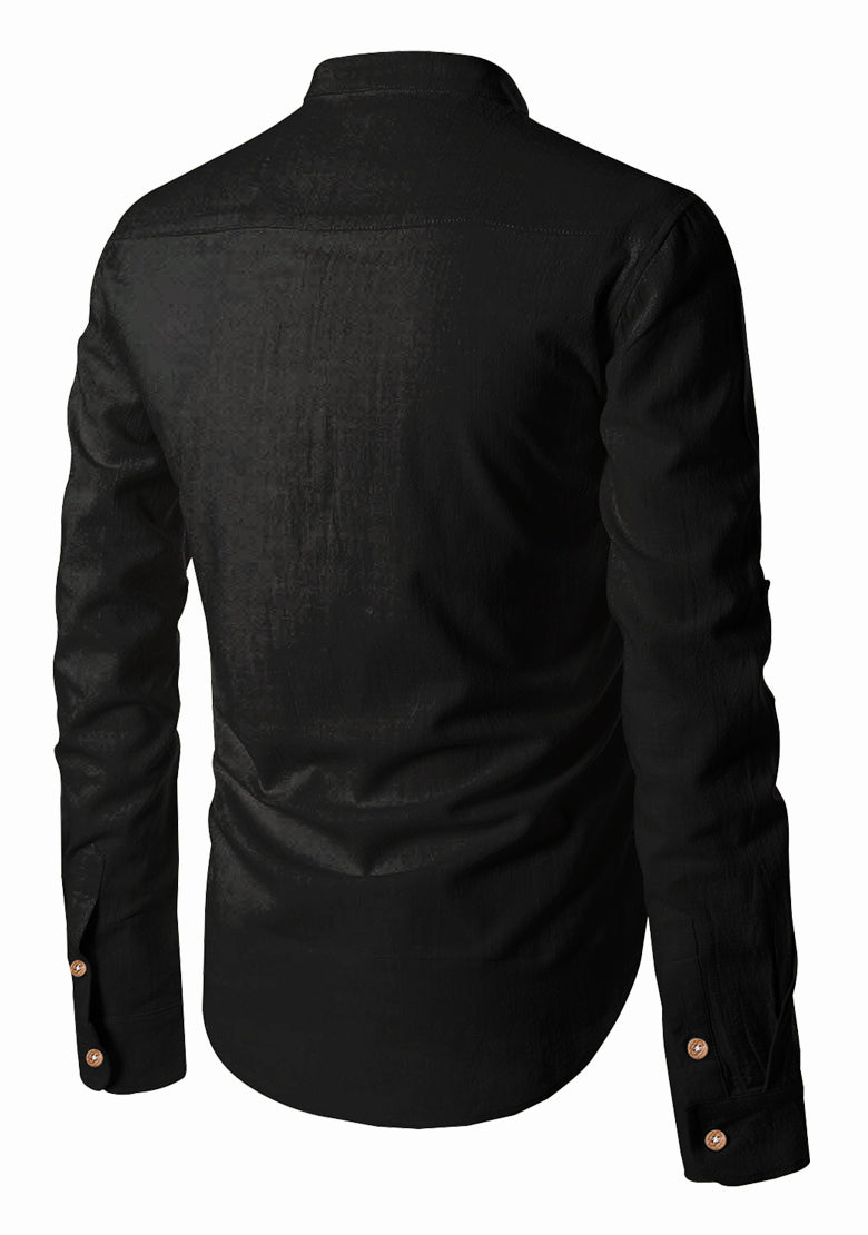 BLUE ROBED men's Casual ZIP Style Full Sleeve Kurta in Black view 14