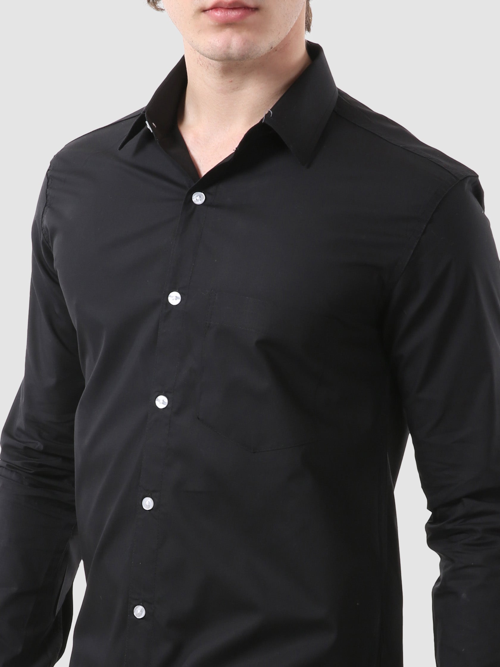 Men's Formal Full Sleeve Plain Shirt in White by BLUE ROBED, front view