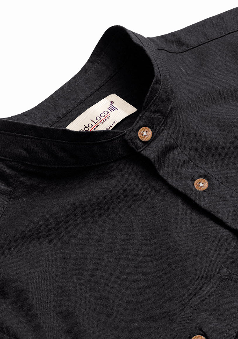 BLUE ROBED men's Casual Slim Fit Full Sleeve Double Pocket Cotton Kurta in Black view 26