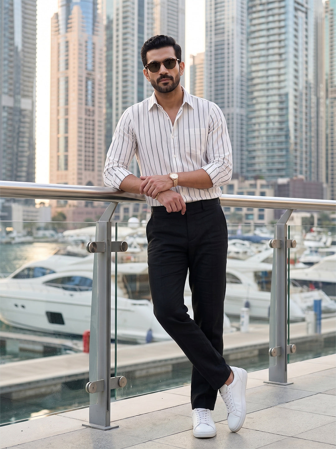 Men's Pure Cotton Striped Casual Shirt | Full Sleeve Button-Down Shirt | Regular Fit Main image