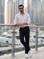 Men's Pure Cotton Striped Casual Shirt | Full Sleeve Button-Down Shirt | Regular Fit