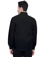 BLUE ROBED men's Casual Slim Fit Full Sleeve Double Pocket Cotton Kurta in Black view 32