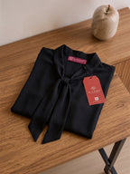 Women Solid Tie-Up Neck Crepe Top