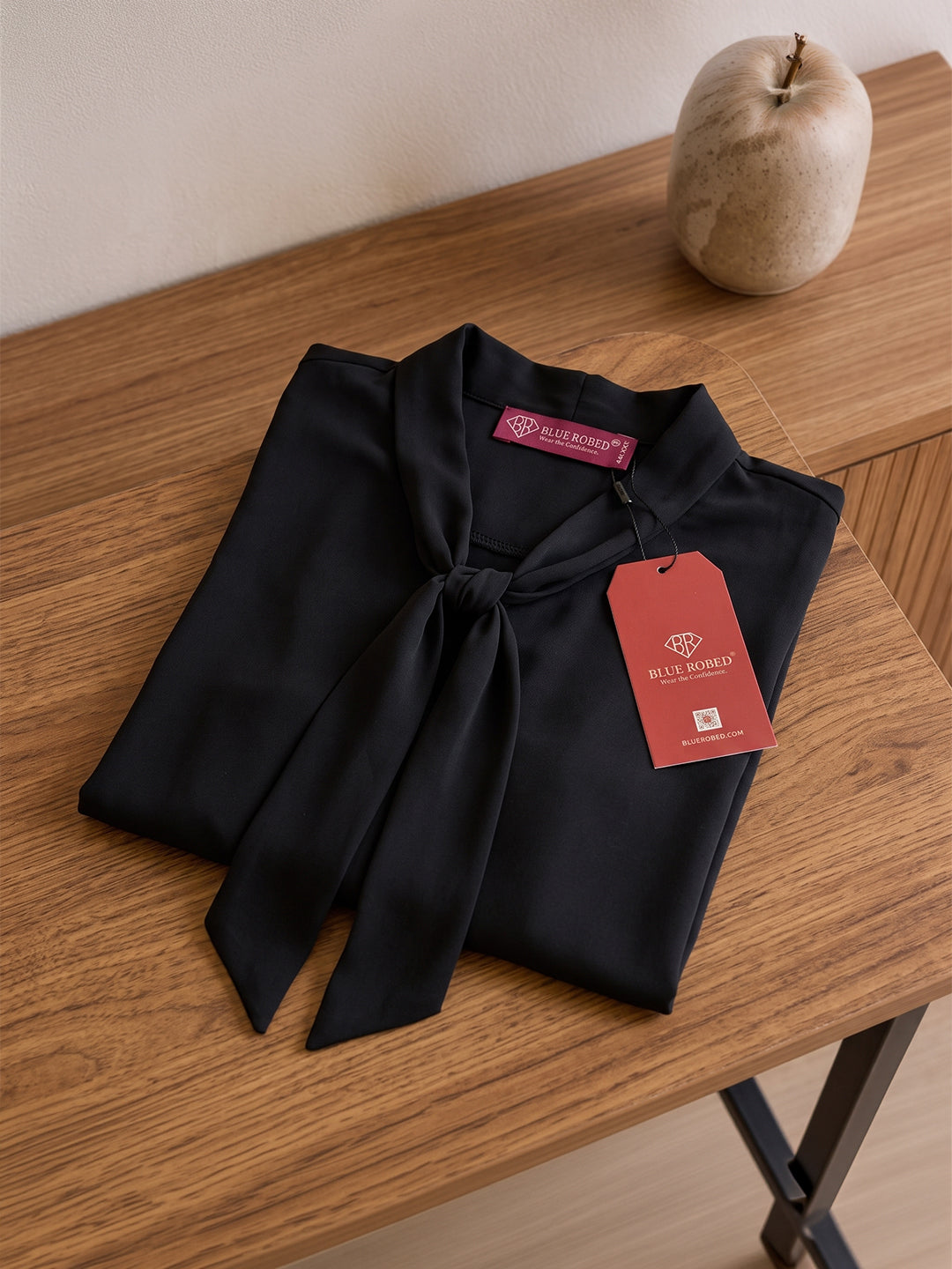 Women Solid Tie-Up Neck Crepe Top