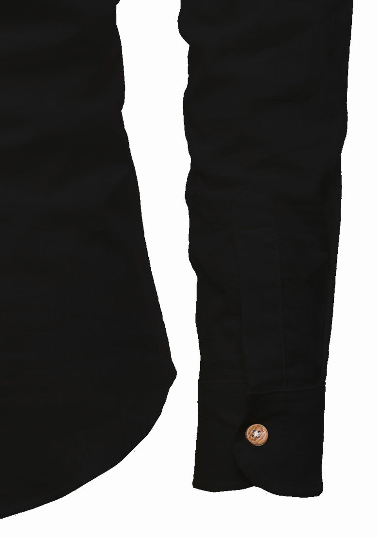 BLUE ROBED men's Casual Slim Fit Full Sleeve Kurta in Black view 13