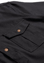 BLUE ROBED men's Casual Slim Fit Full Sleeve Double Pocket Cotton Kurta in Black style A view 28