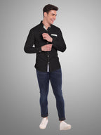 Men's Casual Full Sleeve Silver Button Shirt in White by BLUE ROBED, front view