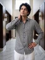 Men's Pure Cotton Striped Casual Shirt | Full Sleeve Button-Down Shirt | Regular Fit