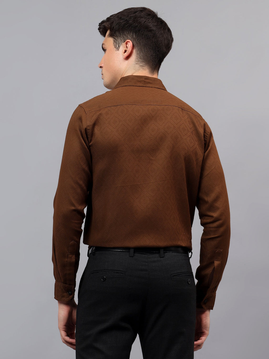 Men's Full Sleeve Spread Collar Premium Casual Shirt for Men in Black by BLUE ROBED, detail view