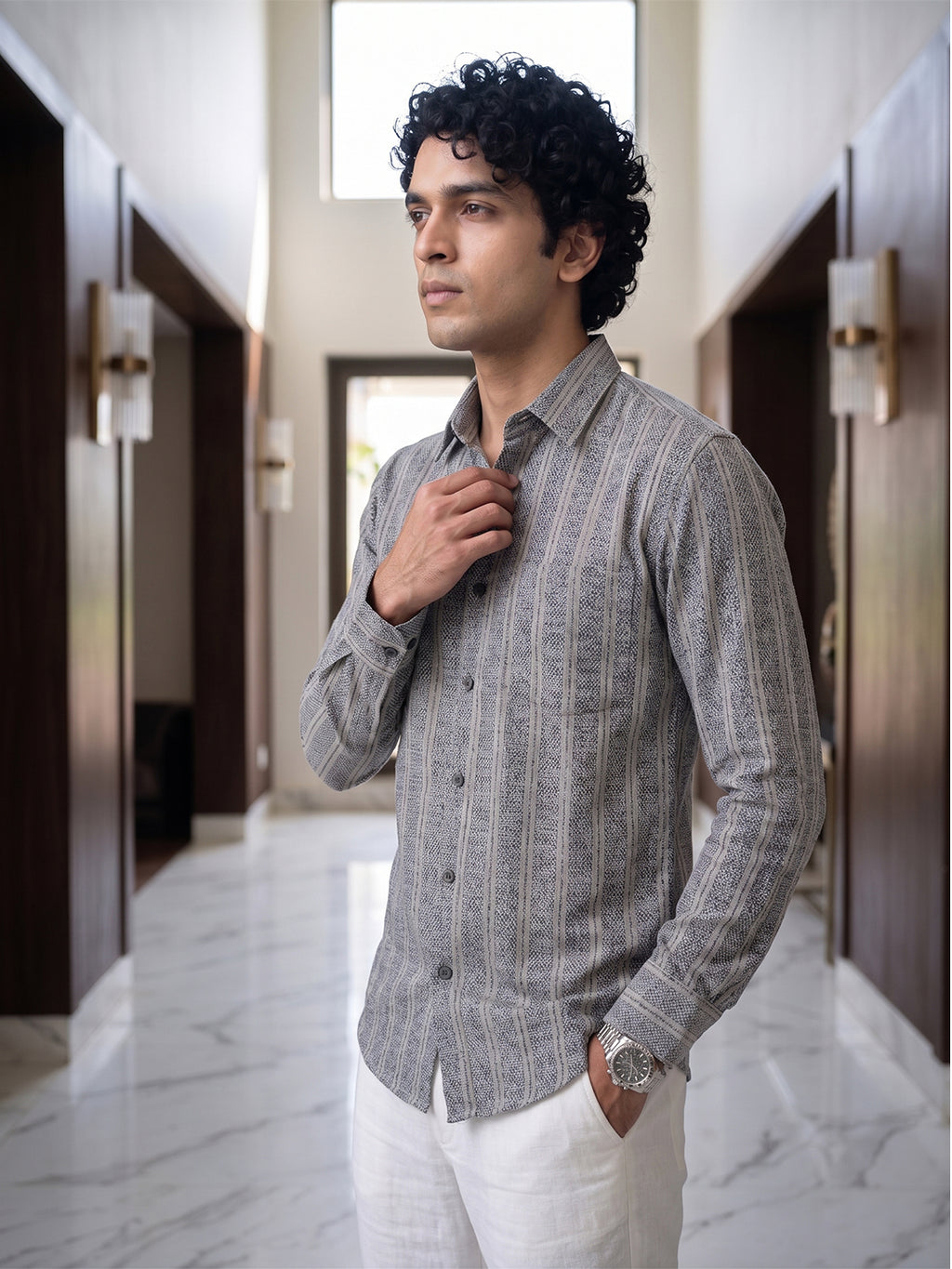 Men's Pure Cotton Striped Casual Shirt | Full Sleeve Button-Down Shirt | Regular Fit