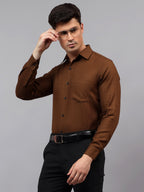 Men's Full Sleeve Spread Collar Premium Casual Shirt for Men in Black by BLUE ROBED, detail view