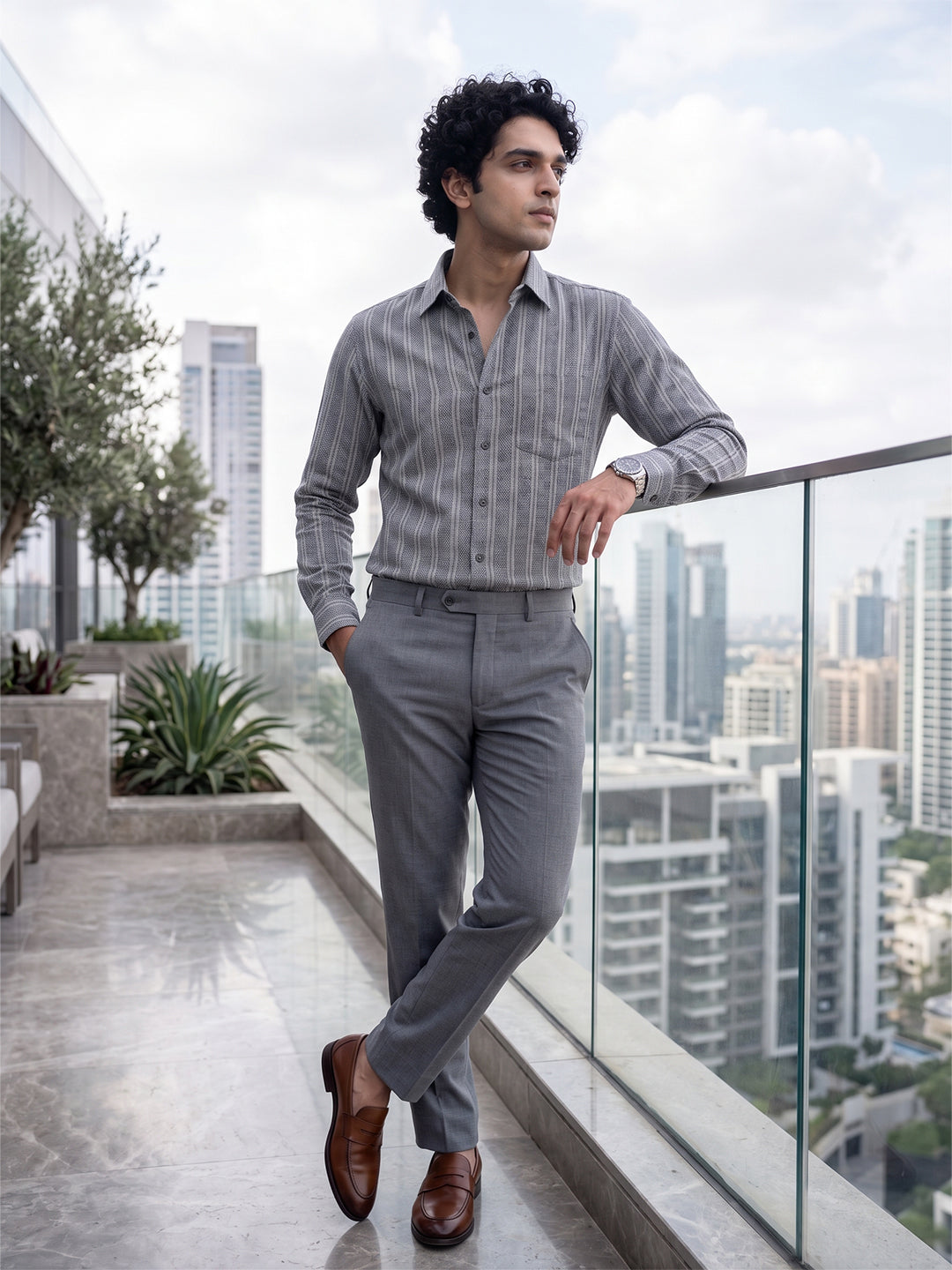 Men's Pure Cotton Striped Casual Shirt | Full Sleeve Button-Down Shirt | Regular Fit