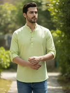 BLUE ROBED Full Sleeve Kurta for men Office Wear in CGREN view 28