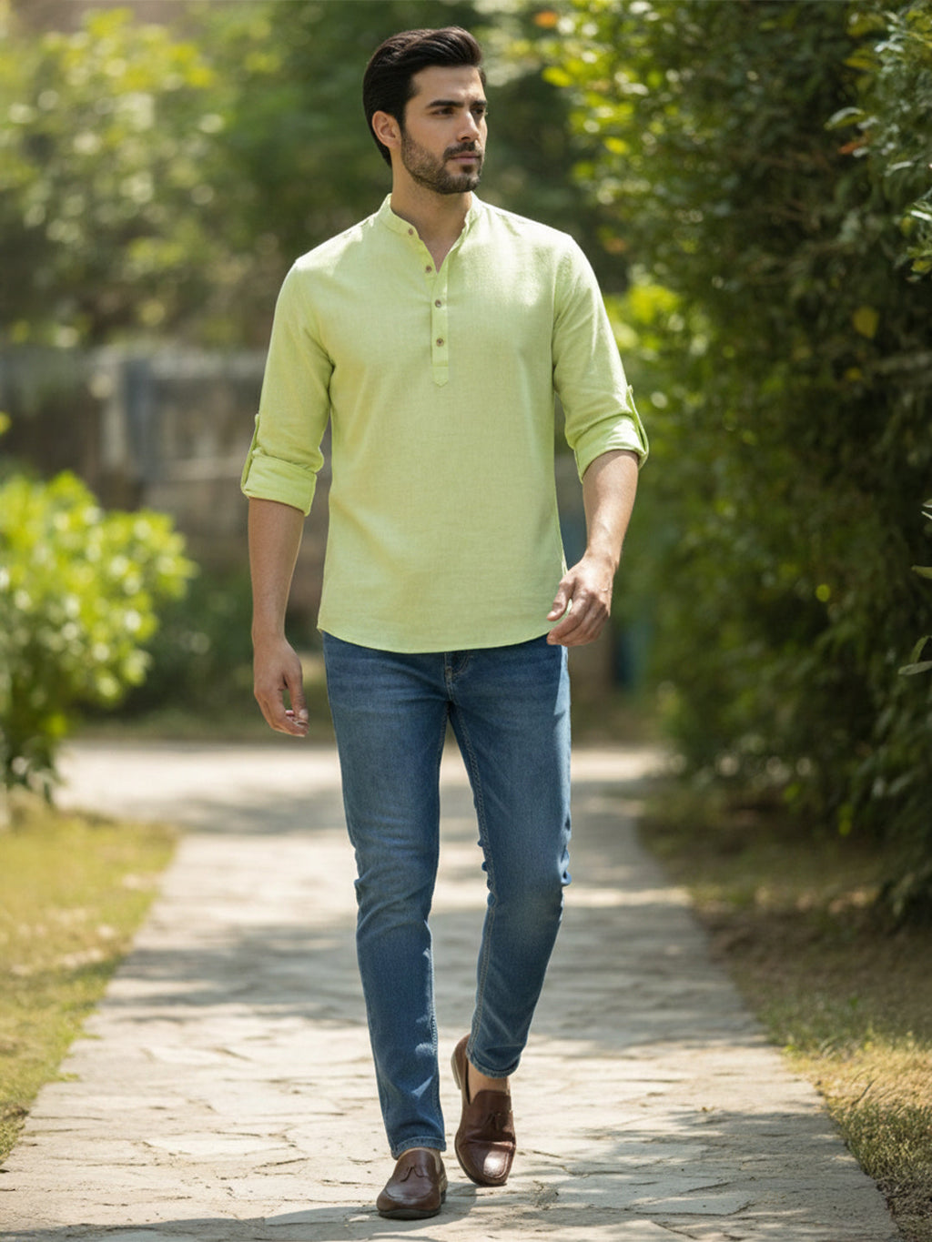 BLUE ROBED Full Sleeve Kurta for men Office Wear in CGREN view 31